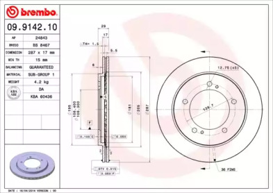 Тормозной диск (BREMBO: 09.9142.10)