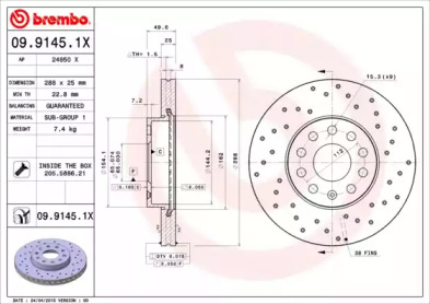 Тормозной диск (BREMBO: 09.9145.1X)