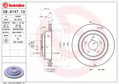 Тормозной диск (BREMBO: 09.9147.10)