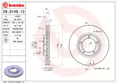 Тормозной диск (BREMBO: 09.9149.10)