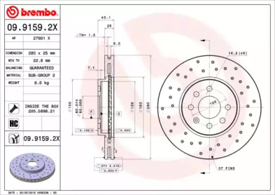 Тормозной диск (BREMBO: 09.9159.2X)