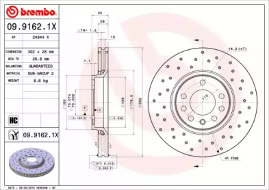 Тормозной диск (BREMBO: 09.9162.1X)