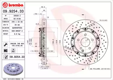 Тормозной диск (BREMBO: 09.9254.33)