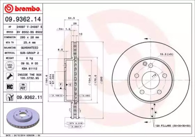 Тормозной диск (BREMBO: 09.9362.11)