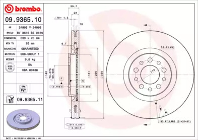 Тормозной диск (BREMBO: 09.9365.10)