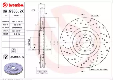 Тормозной диск (BREMBO: 09.9365.2X)