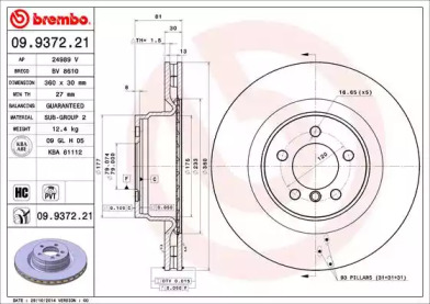 Тормозной диск (BREMBO: 09.9372.21)