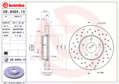 Тормозной диск (BREMBO: 09.9464.1X)