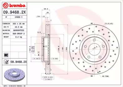 Тормозной диск (BREMBO: 09.9468.2X)