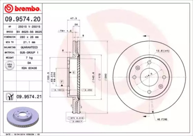 Тормозной диск (BREMBO: 09.9574.20)