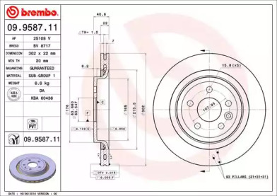 Тормозной диск (BREMBO: 09.9587.11)