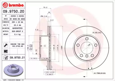 Тормозной диск (BREMBO: 09.9750.21)