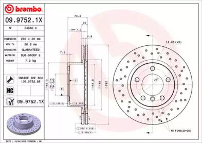 Тормозной диск (BREMBO: 09.9752.1X)