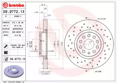 Тормозной диск (BREMBO: 09.9772.1X)