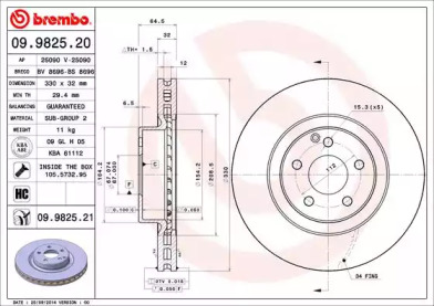 Тормозной диск (BREMBO: 09.9825.20)