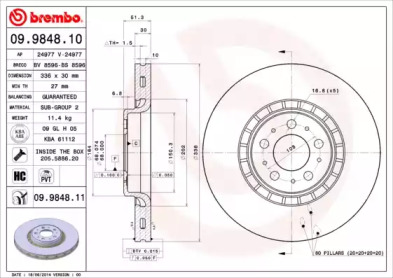 Тормозной диск (BREMBO: 09.9848.10)