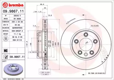 Тормозной диск (BREMBO: 09.9867.11)