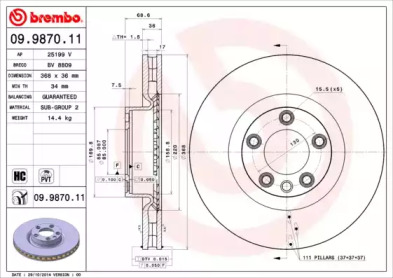 Тормозной диск (BREMBO: 09.9870.11)