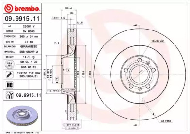 Тормозной диск (BREMBO: 09.9915.11)