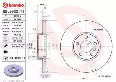 Тормозной диск (BREMBO: 09.9923.11)