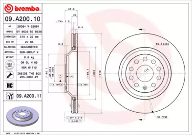 Тормозной диск (BREMBO: 09.A200.11)