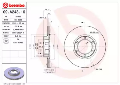 Тормозной диск (BREMBO: 09.A243.10)