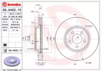 Тормозной диск (BREMBO: 09.A402.10)