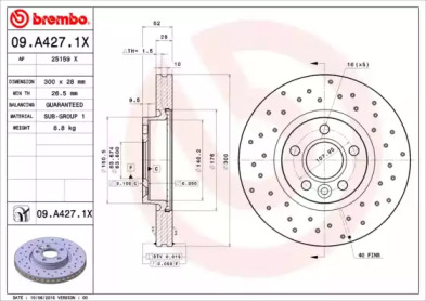 Тормозной диск (BREMBO: 09.A427.1X)