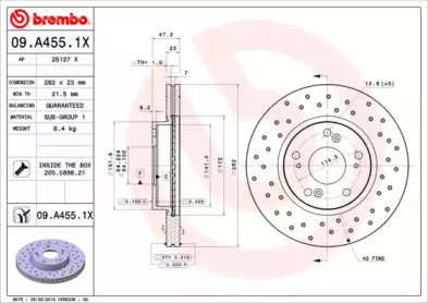 Тормозной диск (BREMBO: 09.A455.1X)