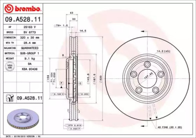 Тормозной диск (BREMBO: 09.A528.11)