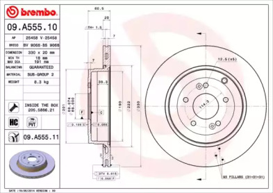 Тормозной диск (BREMBO: 09.A555.10)