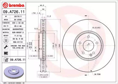 Тормозной диск (BREMBO: 09.A726.11)