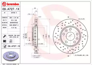 Тормозной диск (BREMBO: 09.A727.1X)