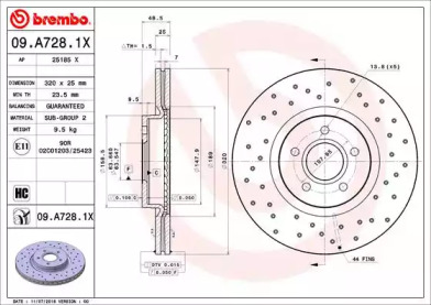 Тормозной диск (BREMBO: 09.A728.1X)