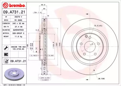 Тормозной диск (BREMBO: 09.A731.21)