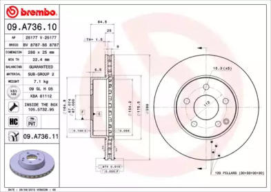 Тормозной диск (BREMBO: 09.A736.10)