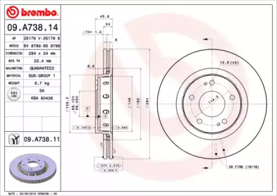 Тормозной диск (BREMBO: 09.A738.14)