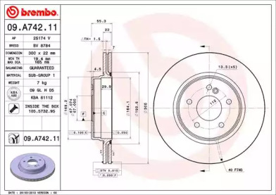 Тормозной диск (BREMBO: 09.A742.11)