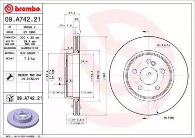 Тормозной диск (BREMBO: 09.A742.21)