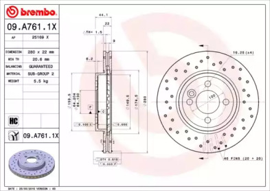 Тормозной диск (BREMBO: 09.A761.1X)