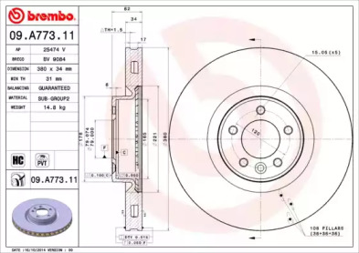 Тормозной диск (BREMBO: 09.A773.11)