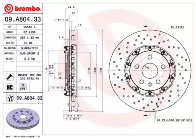 Тормозной диск (BREMBO: 09.A804.33)