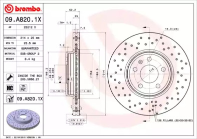 Тормозной диск (BREMBO: 09.A820.1X)