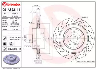 Тормозной диск (BREMBO: 09.A822.11)