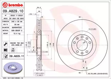 Тормозной диск (BREMBO: 09.A829.10)