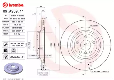 Тормозной диск (BREMBO: 09.A959.11)