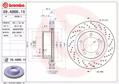 Тормозной диск (BREMBO: 09.A966.1X)