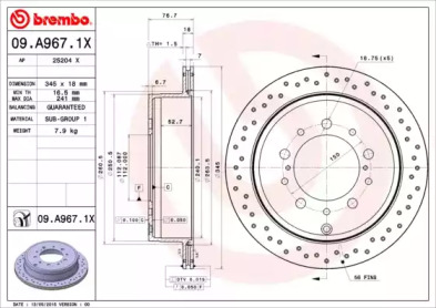 Тормозной диск (BREMBO: 09.A967.1X)