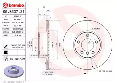 Тормозной диск (BREMBO: 09.B337.21)