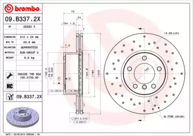 Тормозной диск (BREMBO: 09.B337.2X)